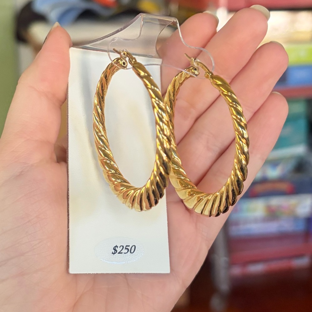 REAL 14k GOLD SIMONE I. SMITH HOOP EARRINGS NEW WITH TAGS